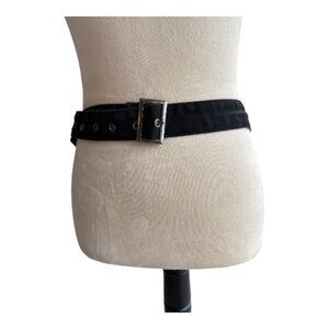 Black Grommet Belt Silver Buckle - Adjustable Punk Y2K Grunge Streetwear(2615-1)